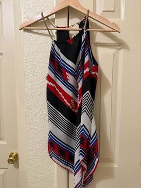 XOXO Red Black Blue Printed Halter Top